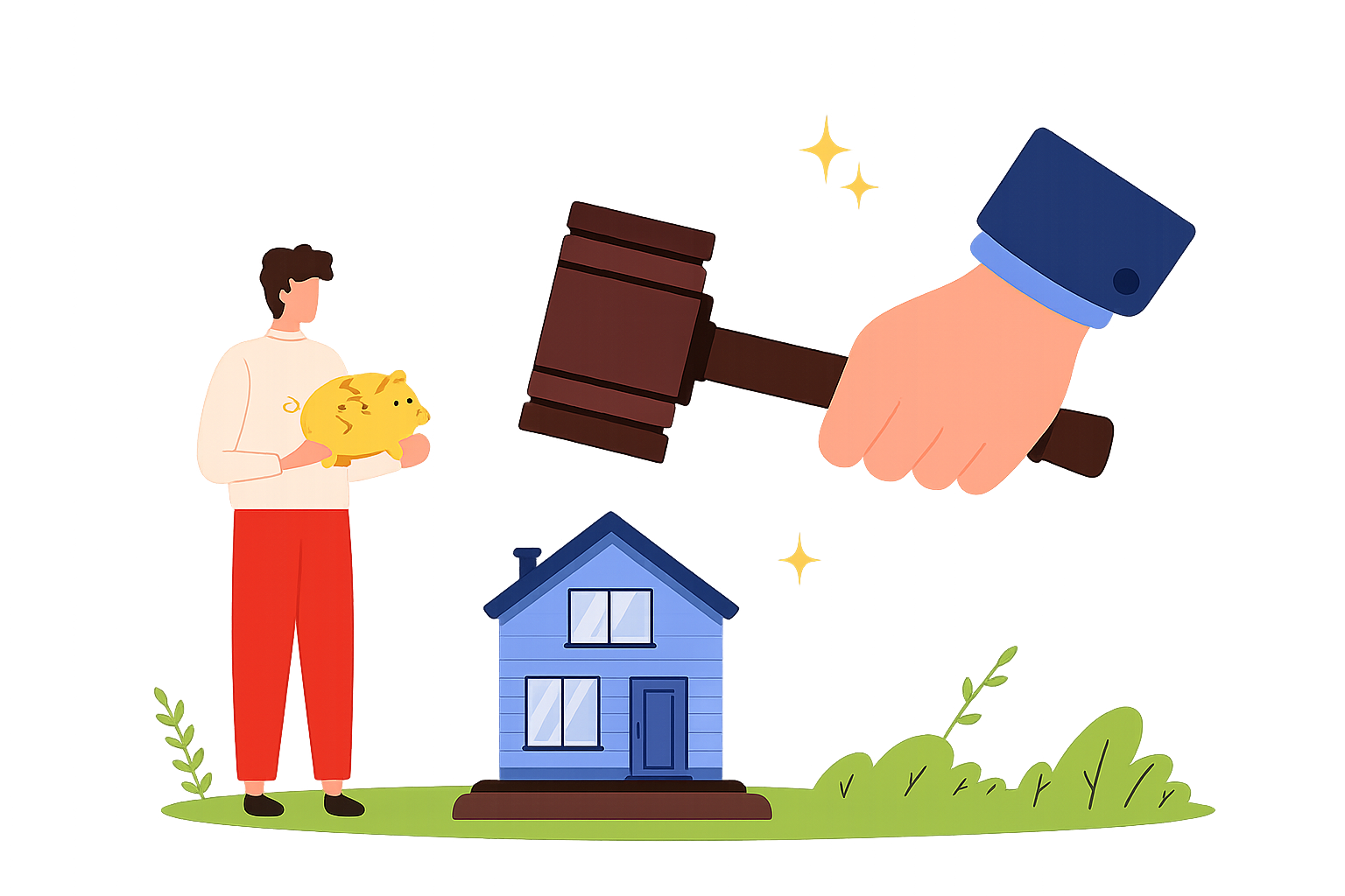 Illustration of a homeowner protecting their home from foreclosure