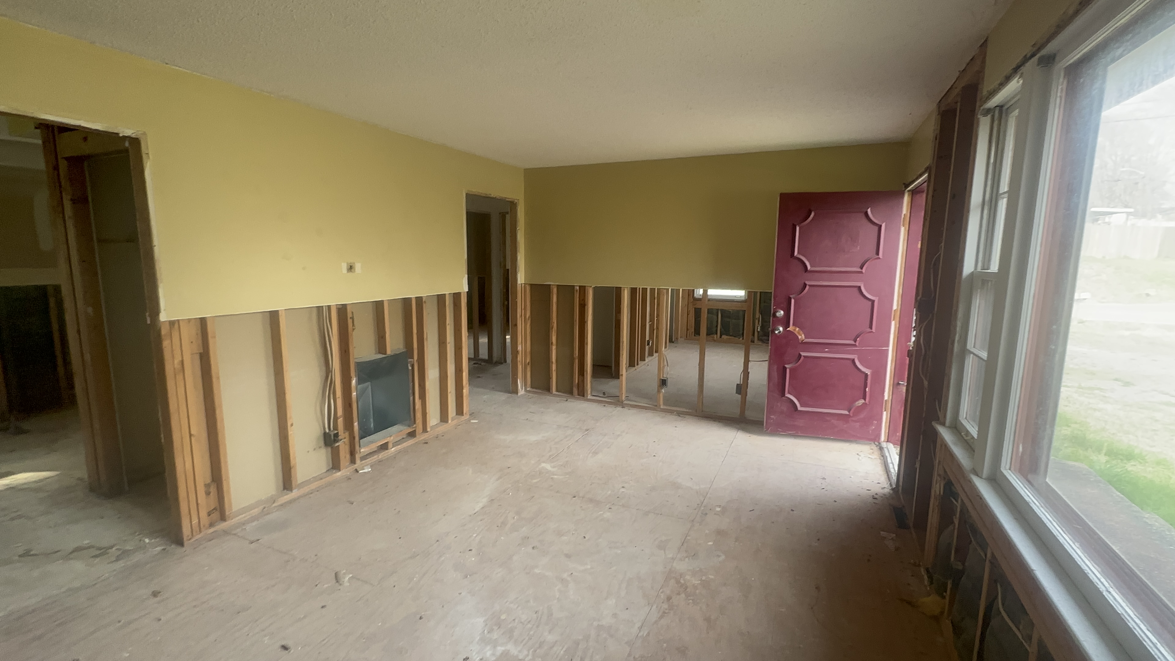 The gutted interior of a home being renovated